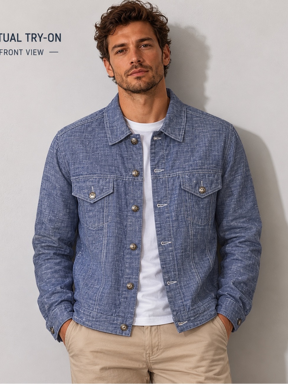 Democracy Heathered Chambray Jacket in Blue
